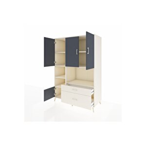 Kronos Dolap 7 Raflı 2 Çekmeceli 5 Kapaklı 132x59x195 Aytaşı-antrasit/aytaşı