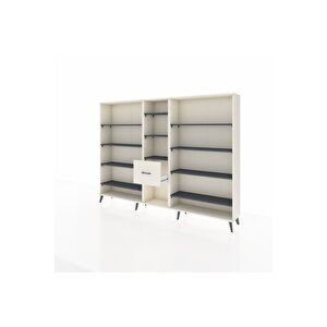 Arges Dolap 11 Raflı 3 Çekmeceli  220x30x163 Aytaşı-antrasit/aytaşı