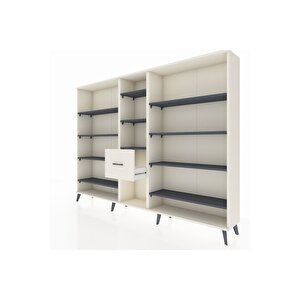 Arges Dolap 11 Raflı 3 Çekmeceli  220x30x163 Aytaşı-antrasit/aytaşı