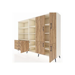 Hyperion Dolap 11 Raflı 3 Çekmeceli 5 Kapaklı 220x44x163 Aytaşı-çam