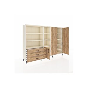 Hyperion Dolap 11 Raflı 3 Çekmeceli 5 Kapaklı 220x44x163 Aytaşı-çam