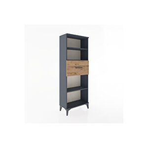 Arges Dolap 3 Raflı Tek Çekmeceli 60x30x163 Antrasit-çam