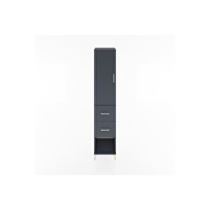 Hyperion Dolap 3 Raflı 2 Çekmeceli Tek Kapaklı 44x44x221 Antrasit-antrasit