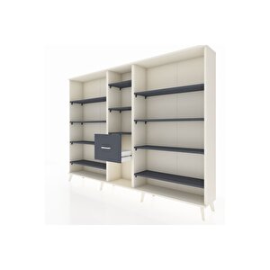 Arges Dolap 11 Raflı 3 Çekmeceli  220x30x163 Aytaşı-antrasit