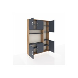 Arges Gardrop 9 Raflı 6 Kapaklı 132x30x195 Çam-antrasit