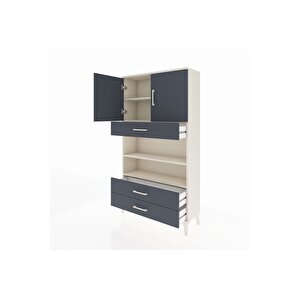 Arges Dolap 4 Raflı 3 Çekmeceli 2 Kapaklı 88x30x163 Aytaşı-antrasit