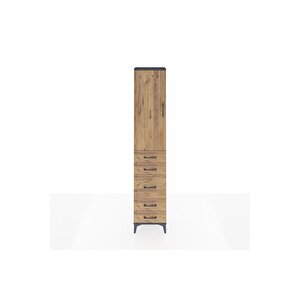 Arges Dolap 3 Raflı 5 Çekmeceli Tek Kapaklı 44x30x221 Antrasit-çam