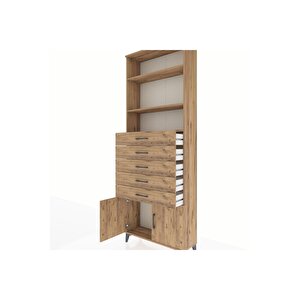 Arges Dolap 3 Raflı 5 Çekmeceli 2 Kapaklı 88x30x243 Çam-çam