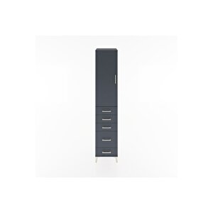 Hyperion Dolap 3 Raflı 5 Çekmeceli Tek Kapaklı 44x44x221 Antrasit-antrasit
