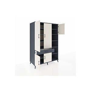 Kronos Dolap 10 Raflı Tek Çekmeceli 5 Kapaklı 132x59x195 Antrasit-aytaşı/antrasit