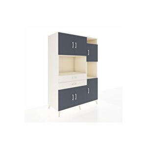 Kronos Dolap 9 Raflı 2 Çekmeceli 6 Kapaklı 132x59x195 Aytaşı-antrasit/aytaşı