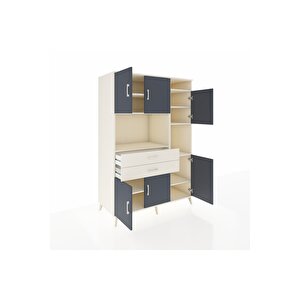 Kronos Dolap 9 Raflı 2 Çekmeceli 6 Kapaklı 132x59x195 Aytaşı-antrasit/aytaşı