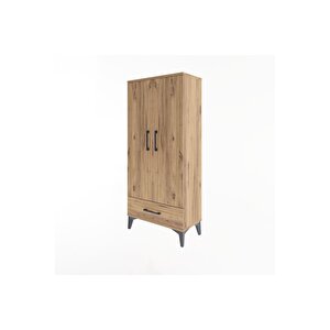 Arges Dolap 3 Raflı Tek Çekmeceli 2 Kapaklı 60x30x134 Çam-çam