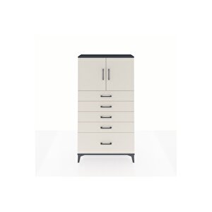 Arges Dolap 2 Raflı 5 Çekmeceli 2 Kapaklı 88x30x163 Antrasit-aytaşı