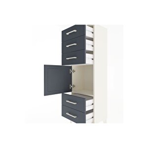 Arges Dolap Tek Raflı 5 Çekmeceli Tek Kapaklı 44x30x134 Aytaşı-antrasit