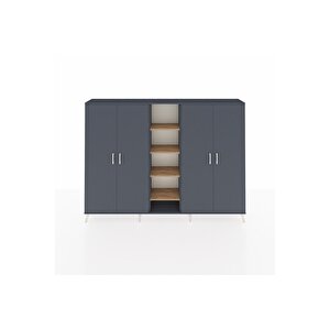 Arges Dolap 12 Raflı 4 Kapaklı 220x30x163 Antrasit-antrasit/çam