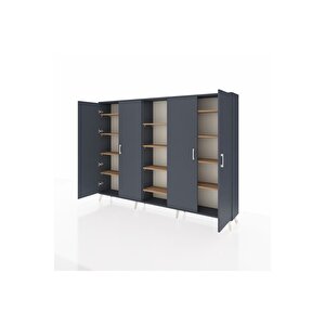 Arges Dolap 12 Raflı 4 Kapaklı 220x30x163 Antrasit-antrasit/çam