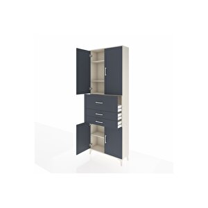 Arges Dolap 4 Raflı 3 Çekmeceli 4 Kapaklı 88x30x243 Aytaşı-antrasit