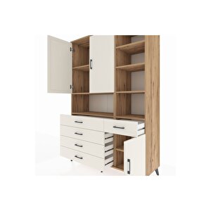 Hyperion Gardrop 8 Raflı 5 Çekmeceli 3 Kapaklı 132x44x195 Çam-aytaşı