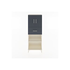 Arges Dolap 3 Raflı Tek Çekmeceli 2 Kapaklı 60x30x163 Aytaşı-antrasit
