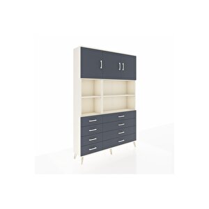 Arges Gardrop 8 Raflı 8 Çekmeceli 3 Kapaklı 132x30x195 Aytaşı-antrasit