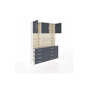 Arges Gardrop 8 Raflı 8 Çekmeceli 3 Kapaklı 132x30x195 Aytaşı-antrasit