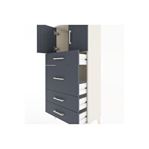 Hyperion Dolap Tek Raflı 4 Çekmeceli 2 Kapaklı 60x44x134 Aytaşı-antrasit