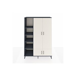Hyperion Dolap 6 Raflı 4 Kapaklı Tek Askılı 132x44x195 Antrasit-aytaşı/antrasit