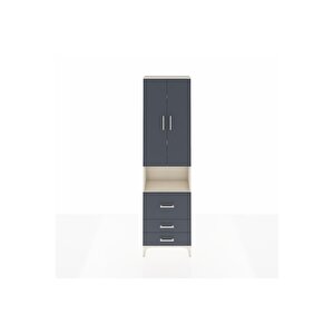 Arges Dolap 4 Raflı 3 Çekmeceli 2 Kapaklı 60x30x221 Aytaşı-antrasit