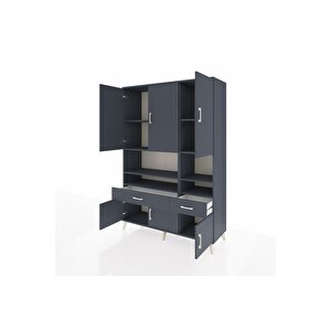 Hyperion Gardrop 8 Raflı 2 Çekmeceli 6 Kapaklı 132x44x195 Antrasit-antrasit