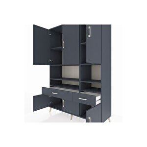 Hyperion Gardrop 8 Raflı 2 Çekmeceli 6 Kapaklı 132x44x195 Antrasit-antrasit