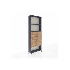 Arges Dolap 2 Raflı 5 Çekmeceli 88x30x243 Antrasit-çam
