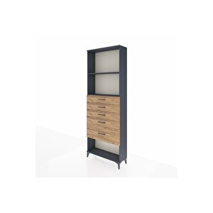 Arges Dolap 2 Raflı 5 Çekmeceli 88x30x243 Antrasit-çam