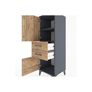 Hyperion Dolap 2 Raflı 2 Çekmeceli 2 Kapaklı 44x44x134 Antrasit-çam