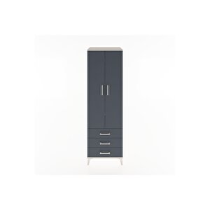 Hyperion Dolap 4 Raflı 3 Çekmeceli 2 Kapaklı 60x44x195 Aytaşı-antrasit