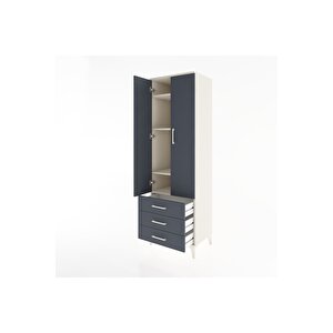 Hyperion Dolap 4 Raflı 3 Çekmeceli 2 Kapaklı 60x44x195 Aytaşı-antrasit