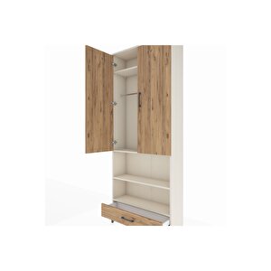 Arges Dolap 4 Raflı Tek Çekmeceli Tek Askılı 88x30x221 Aytaşı-çam