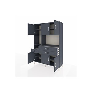 Hyperion Gardrop 9 Raflı 3 Çekmeceli 6 Kapaklı 132x44x195 Antrasit-antrasit