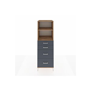 Kronos Dolap 2 Raflı 4 Çekmeceli 60x59x182 Çam-antrasit