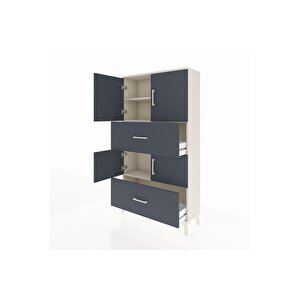 Arges Dolap 3 Raflı 2 Çekmeceli 4 Kapaklı 88x30x163 Aytaşı-antrasit