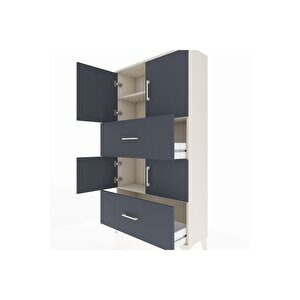 Arges Dolap 3 Raflı 2 Çekmeceli 4 Kapaklı 88x30x163 Aytaşı-antrasit