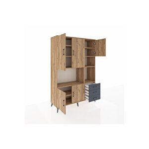 Hyperion Dolap 9 Raflı 3 Çekmeceli 5 Kapaklı 132x44x195 Çam-çam/antrasit
