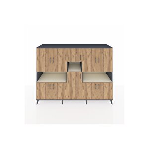 Kronos Dolap 14 Raflı 10 Kapaklı 220x59x163 Antrasit-çam/aytaşı