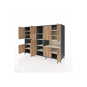 Kronos Dolap 14 Raflı 10 Kapaklı 220x59x163 Antrasit-çam/aytaşı