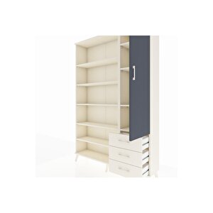 Arges Dolap 9 Raflı 3 Çekmeceli Tek Kapaklı  132x30x195 Aytaşı-antrasit/aytaşı