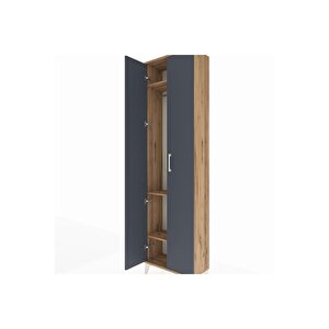 Arges Dolap 3 Raflı 2 Kapaklı Tek Askılı 60x30x221 Çam-antrasit