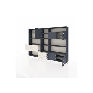 Arges Dolap 13 Raflı 3 Çekmeceli 5 Kapaklı 220x30x163 Antrasit-antrasit/aytaşı