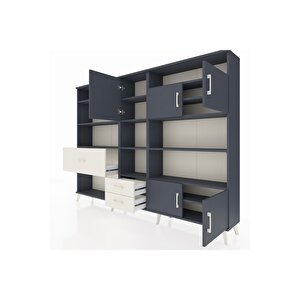 Arges Dolap 13 Raflı 3 Çekmeceli 5 Kapaklı 220x30x163 Antrasit-antrasit/aytaşı