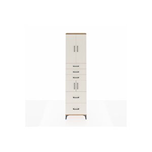 Arges Dolap 4 Raflı 5 Çekmeceli 4 Kapaklı 60x30x243 Çam-aytaşı