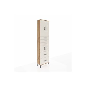 Arges Dolap 4 Raflı 5 Çekmeceli 4 Kapaklı 60x30x243 Çam-aytaşı